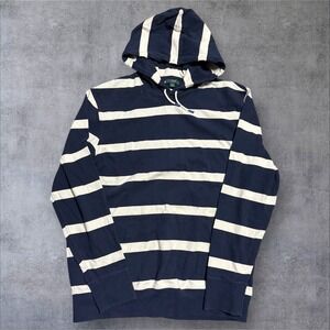 J.Crew Men's Hoodie Striped Pullover Drawstrings Long Sleeve LARGE Oarsman